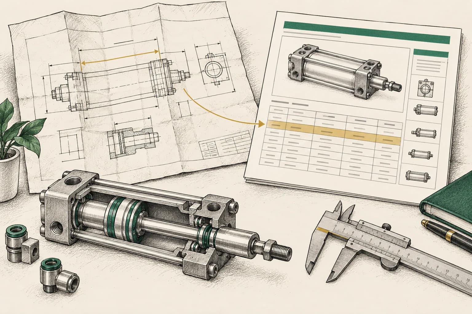 A technical drawing is translated into a useful product page.